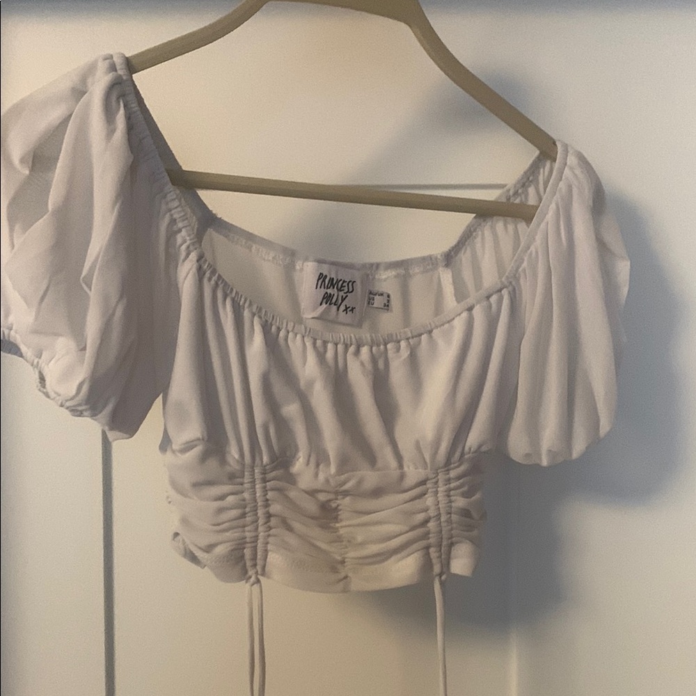 Princess Polly Cream Puff Sleeve Crop Blouse
